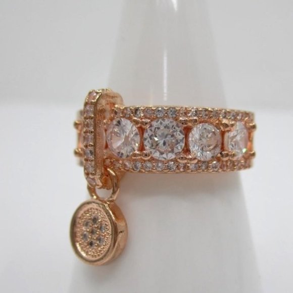 Zales Jewelry - 925 Sterling Rose Gold CZ Art Deco Dangle Stone Statement Cocktail Ring